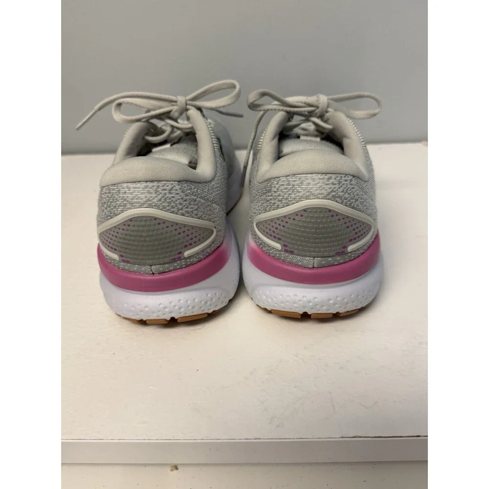 Brooks Ghost 16 Women's Running Shoes - White/Grey/Pink - Gum Sole - US Size 11
